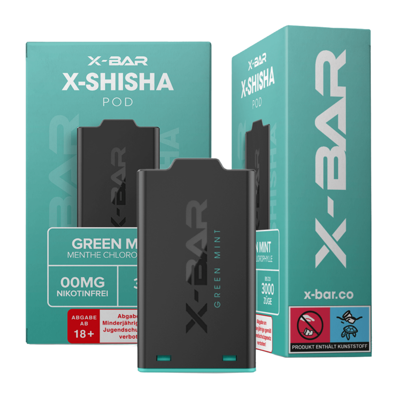 X-Bar - X-Shisha - Pod - Green Mint (0mg/ml - Nikotinfrei)