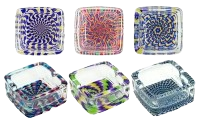 Glas-Aschenbecher eckig "Psychedelic"