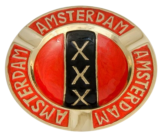 Messing Aschenbecher "Amsterdam XXX" rot rund MINI