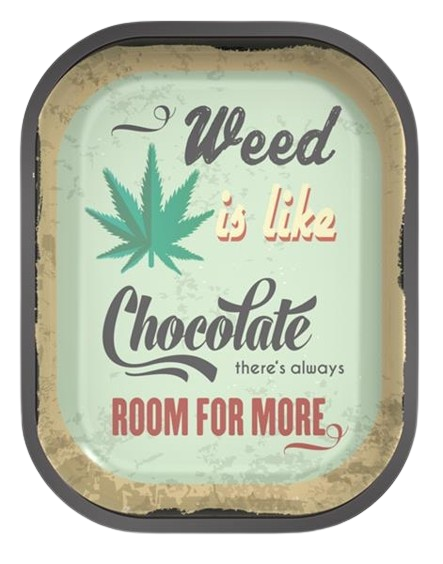 Dreh-Tablett - Rolling Tray MINI "Weed is like Chocolate"