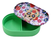 Hanfplastikdose Oval mit Metall Drehtablett - 2in1 "La Catrina"
