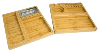 RAW Bamboo Triple Flip Rolling Tray Drehtablett aus Bambusholz 3-teilig