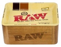 RAW Dreh-Tablett - Rolling Tray Mini "RAW WOODEN CACHE BOX WITH TRAY LID"