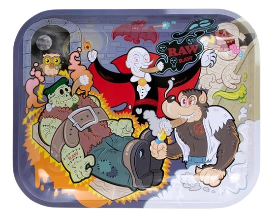 RAW Dreh-Tablett - Rolling Tray groß "Monster Sesh"
