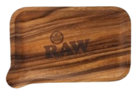 Drehtablett aus Holz "RAW" mit Öffnung an einer Ecke