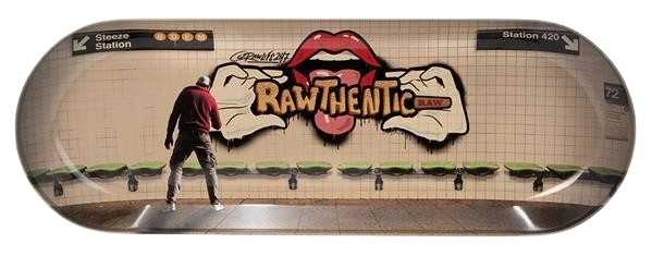RAW Dreh-Tablett - Rolling Tray "RAW Skate Deck Grafitti 2"