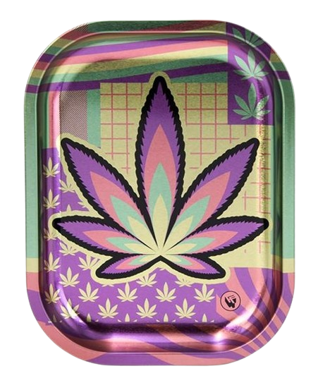 Dreh-Tablett - Rolling Tray MINI "LEAVES #36 4/4 Metallic"