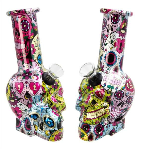 MINI Glass Pfeife water pipe vase, "La Catrina", 15cm, ø 40mm