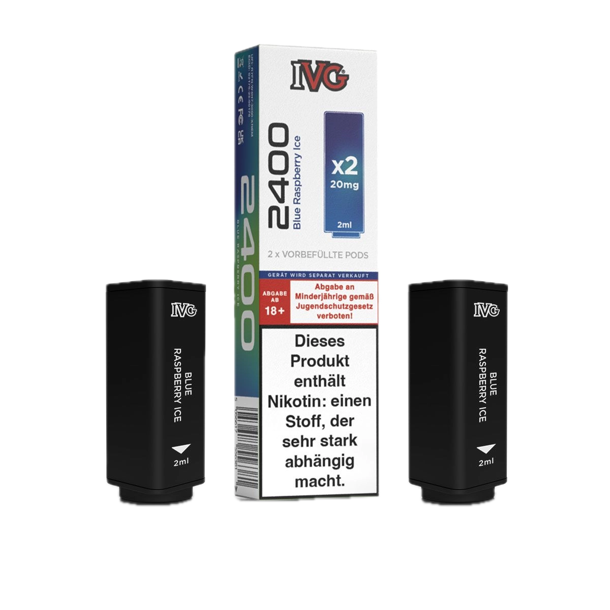 IVG 2400 - 4-Pod System - Prefilled Pods (2 Stück) - Blue Raspberry Ice - 20mg