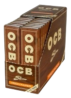 OCB Virgin Slim Unbleached (Braun) + Tips - 109x44mm - 32 Blatt und 32 Tips