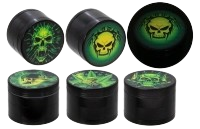 Aluminium Mühle/Grinder "glow in the dark - Skull" / 4teilig / Ø50mm
