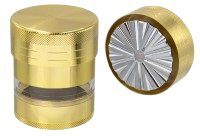 Metall Mühle/Grinder "Spiral + Window gold" 4teilig Ø 66mm, Höhe 78mm