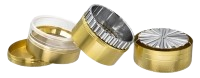 Metall Mühle/Grinder "Spiral + Window gold" 4teilig Ø 66mm, Höhe 78mm