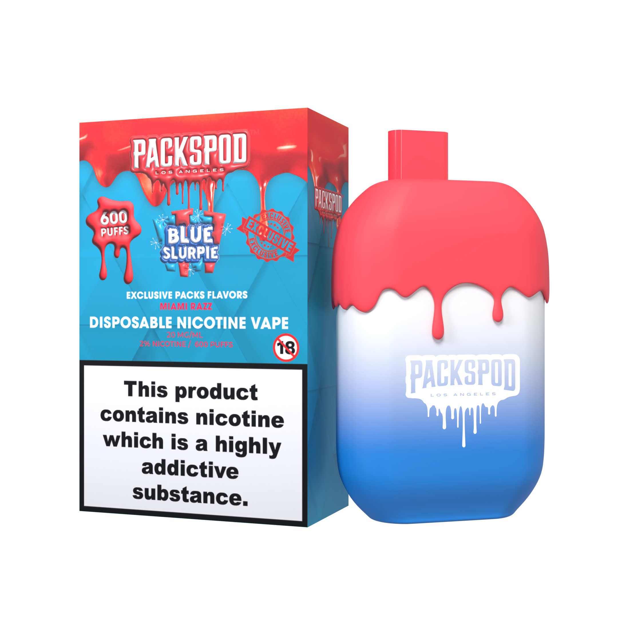 PACKSPOD MINI Blue Slurpie - Einweg Vape - 20mg - 600 Züge