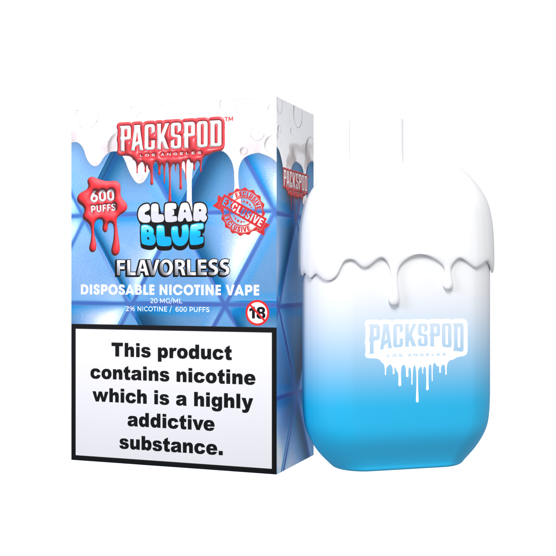 PACKSPOD MINI Clear Blue - Einweg Vape - 20mg - 600 Züge