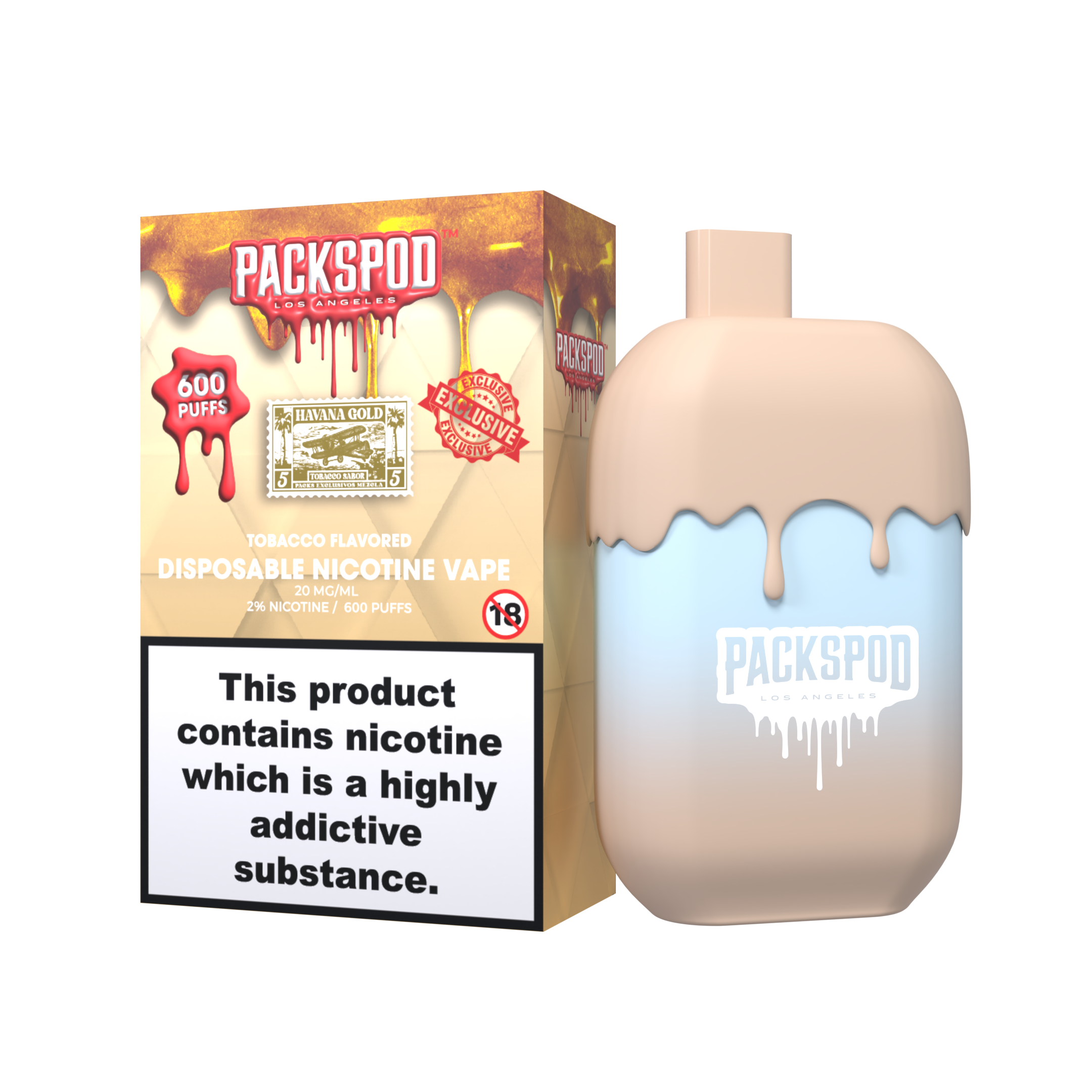 PACKSPOD Havana Gold - Einweg Vape - 20mg - 600 Züge