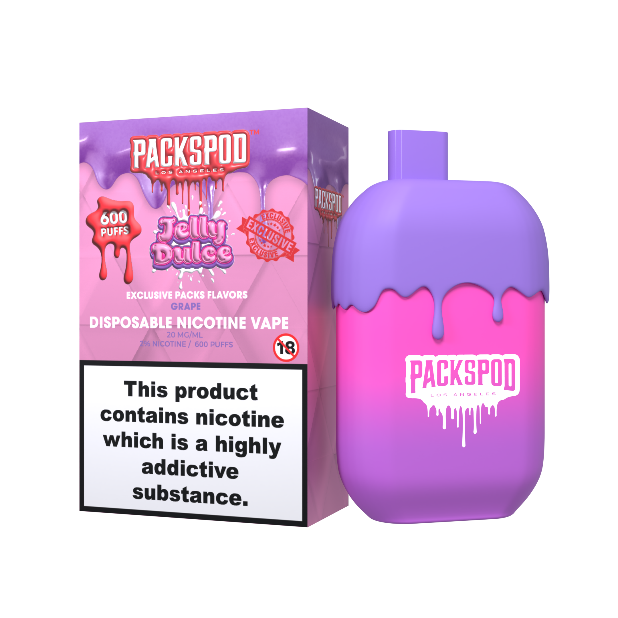 PACKSPOD Jelly Dulce - Einweg Vape - 20mg - 600 Züge