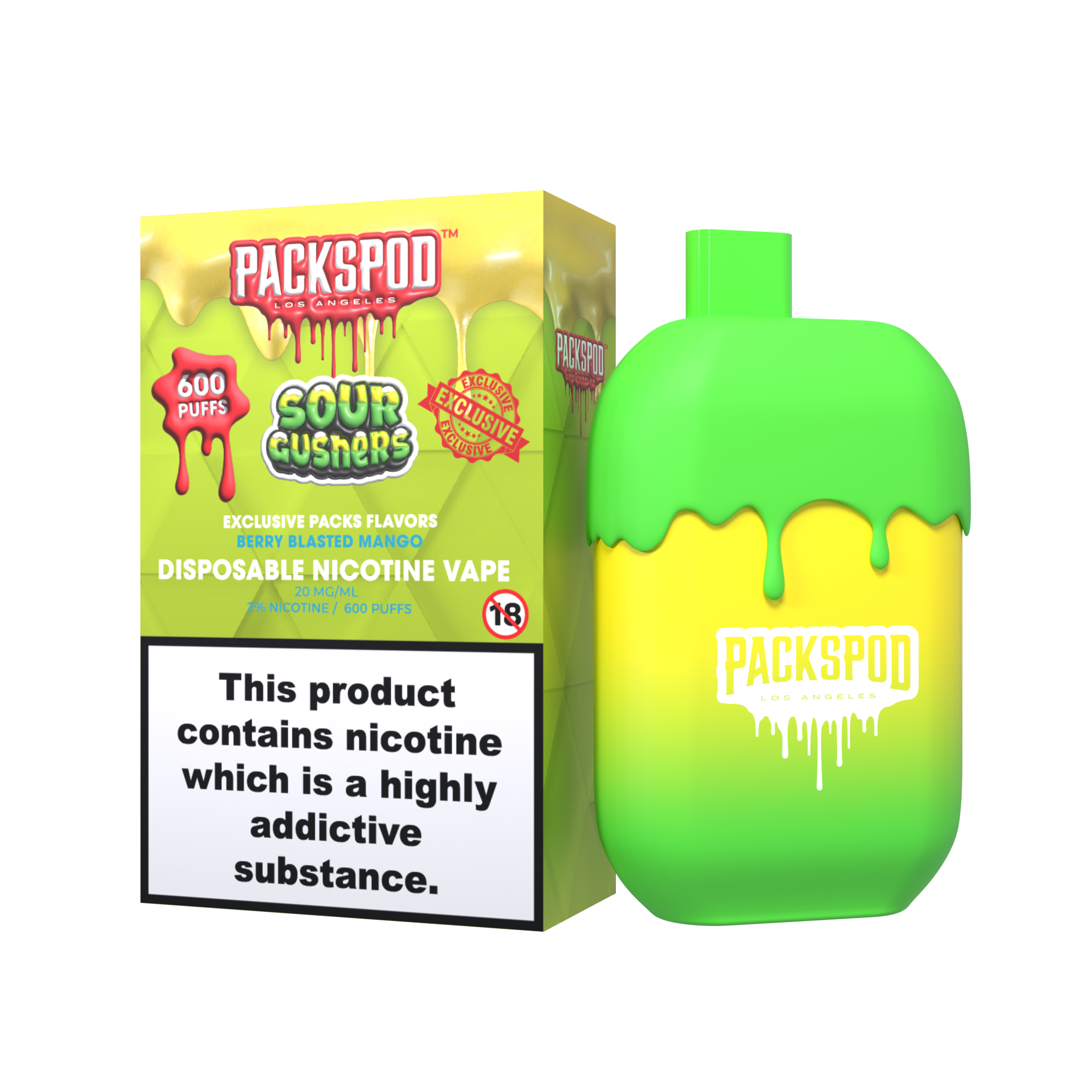 PACKSPOD Sour Gushers - Einweg Vape - 20mg - 600 Züge