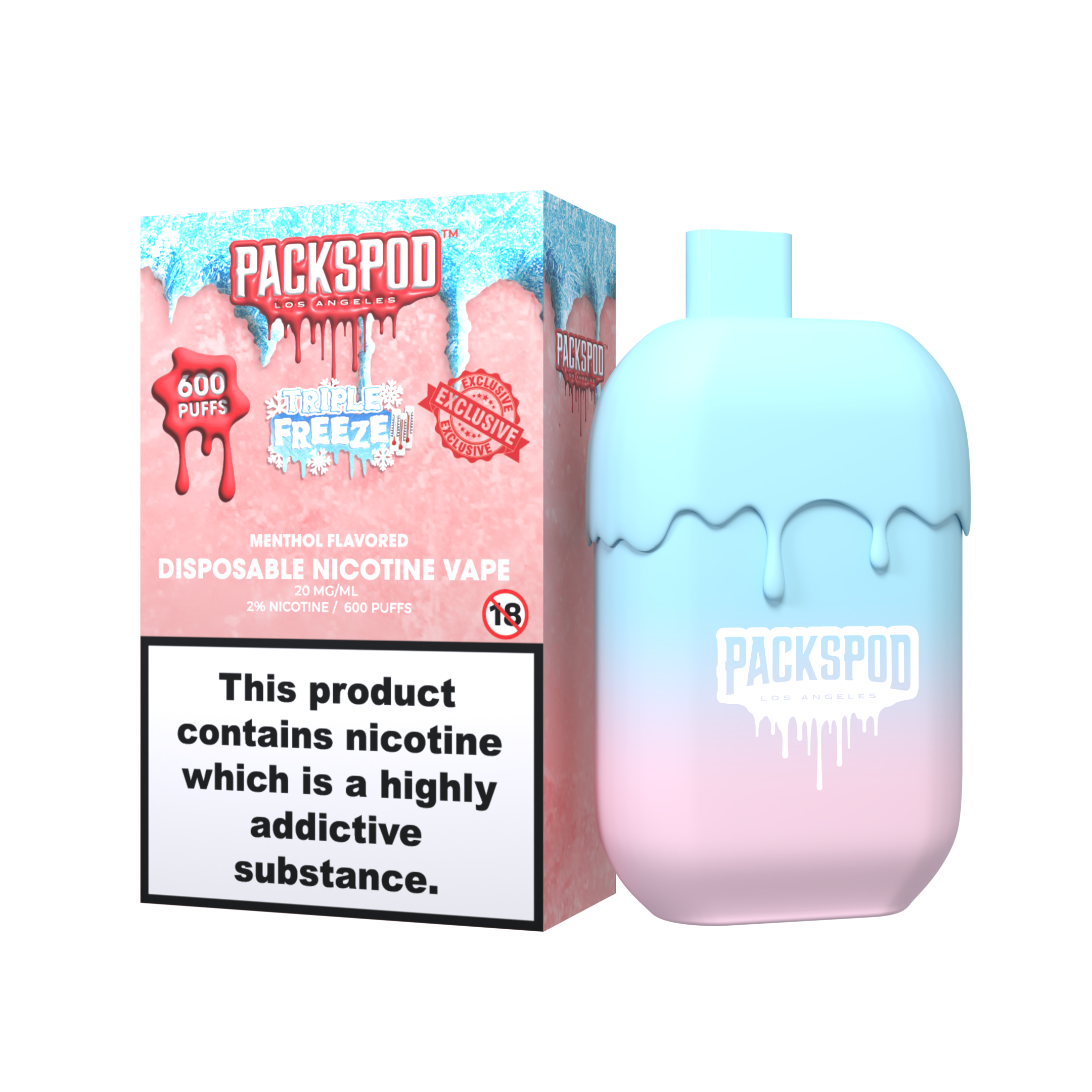 PACKSPOD Triple Freeze - Einweg Vape - 20mg - 600 Züge