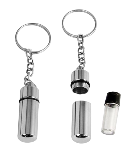 Versteck Schlüsselanhänger Metall silber