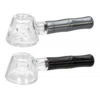 Glaspfeife mit Metallholm, runder Glaskopf rund - L ca. 115mm