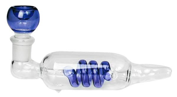 Glas Handpfeife "Spiral" blau