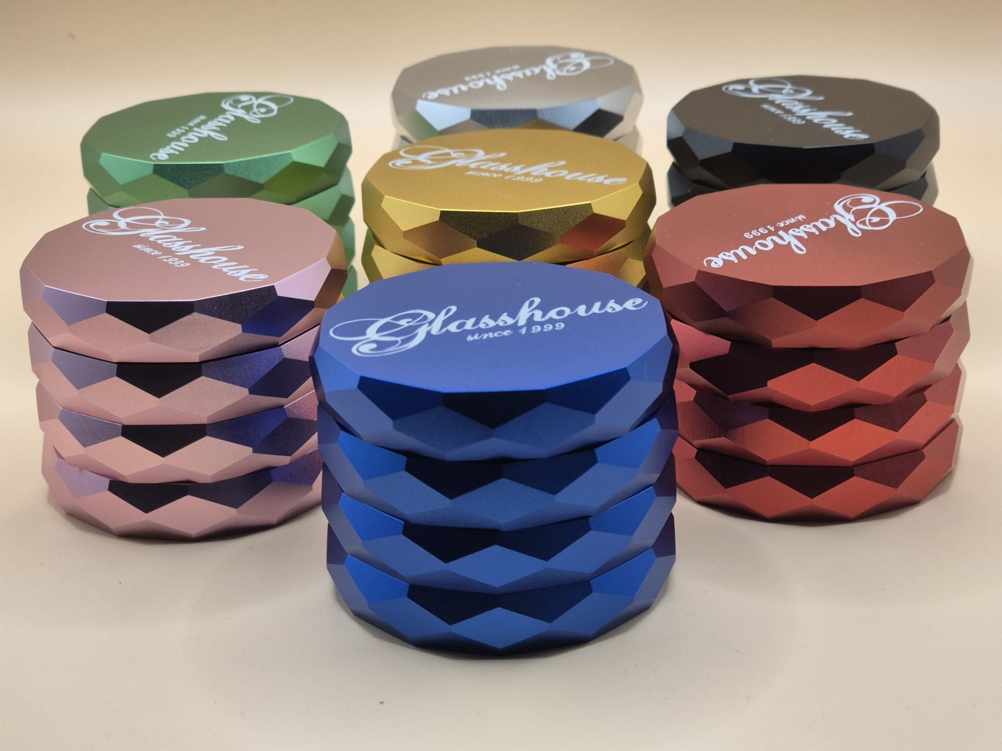 Aluminium Grinder Diamond 4-tlg. Kräutermühle Crusher - B60mm, H47mm