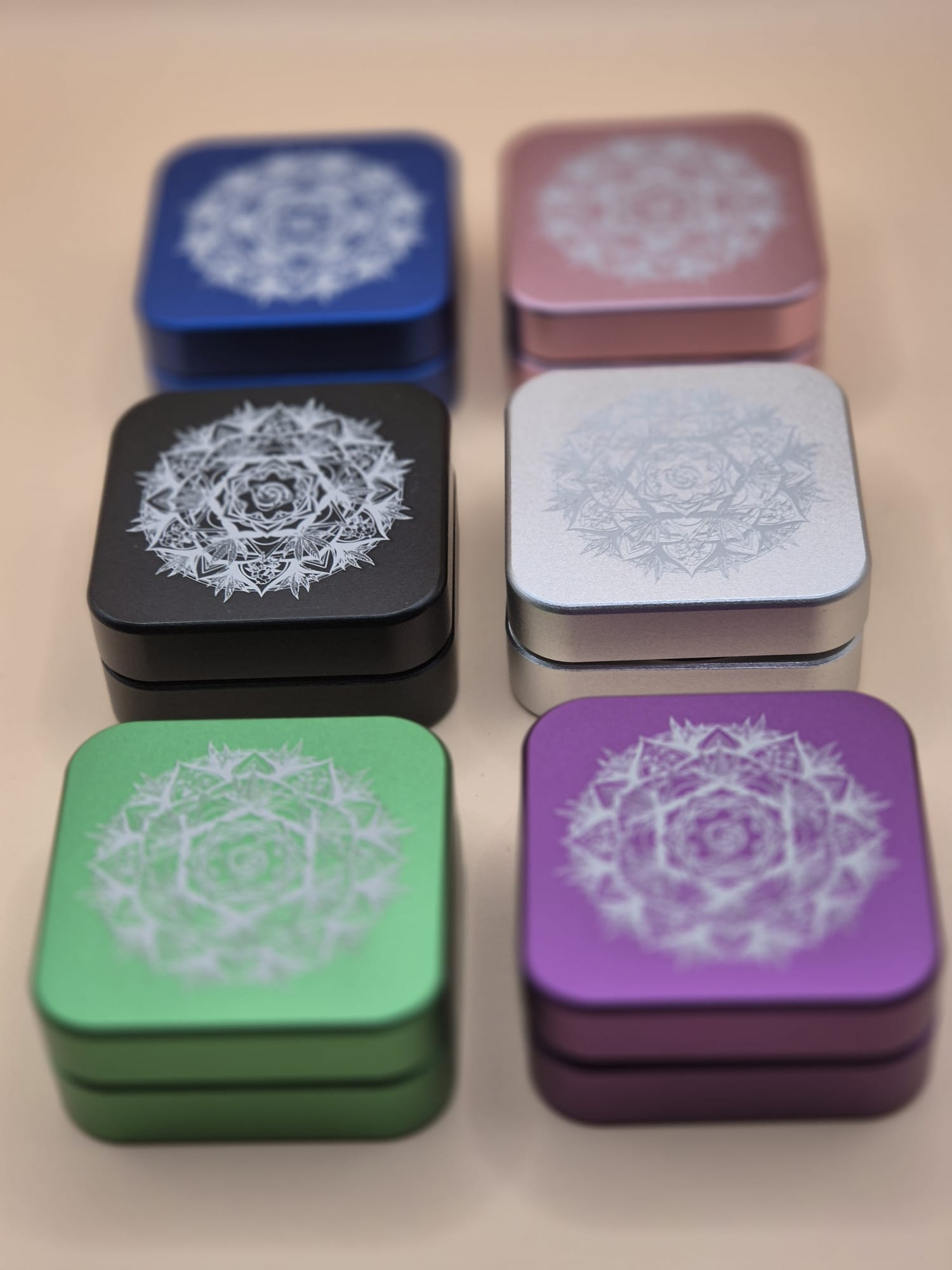 Aluminium Grinder Square -2tlg. Kräutermühle Crusher - B55mm, H21mm