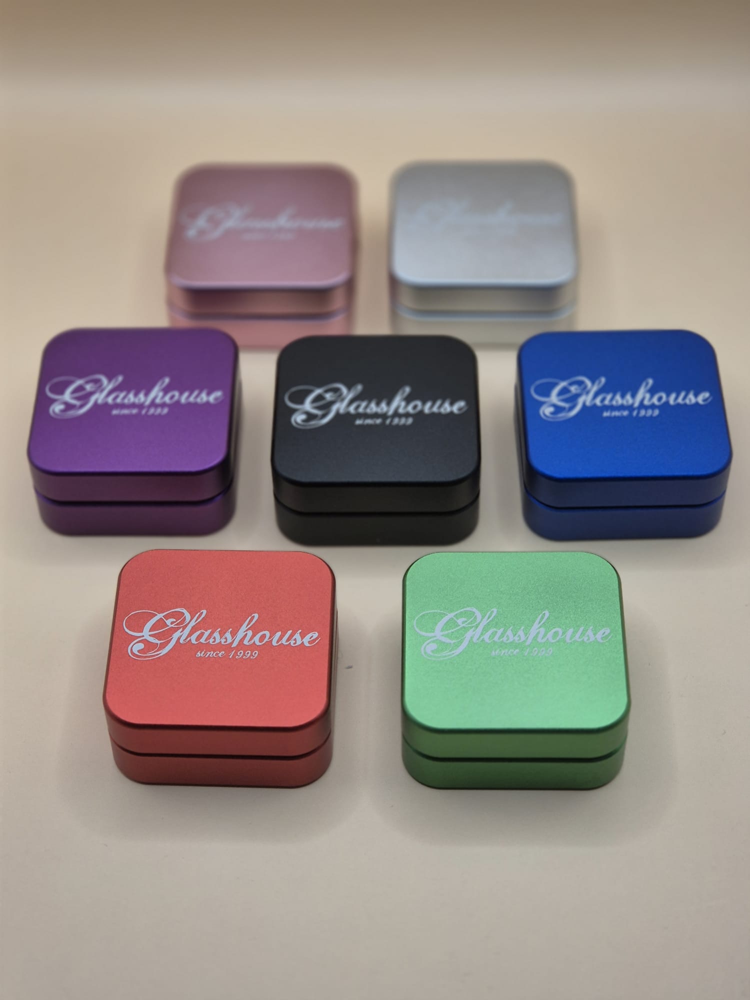 Aluminium Grinder Square -2tlg. Kräutermühle Crusher - B55mm, H21mm