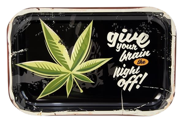 Dreh-Tablett - Rolling Tray MINI "Give your brain the night off"