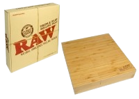RAW Bamboo Triple Flip Rolling Tray Drehtablett aus Bambusholz 3-teilig