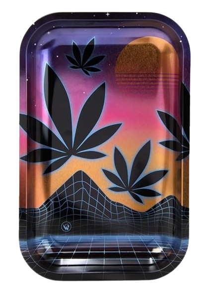Dreh-Tablett - Rolling Tray SMALL "LEAVES GRADIENT Metallic"