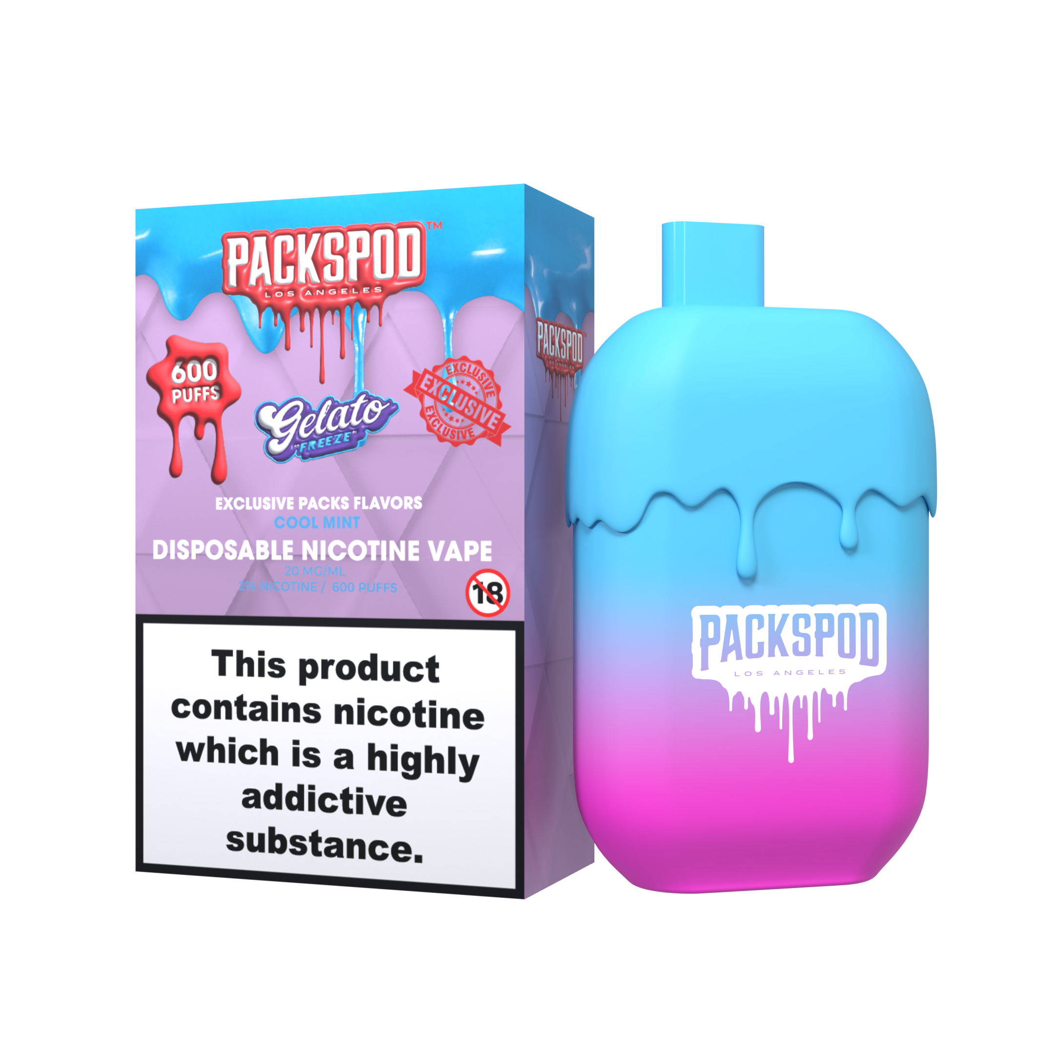 PACKSPOD MINI Gelato Freeze - Einweg Vape - 20mg - 600 Züge