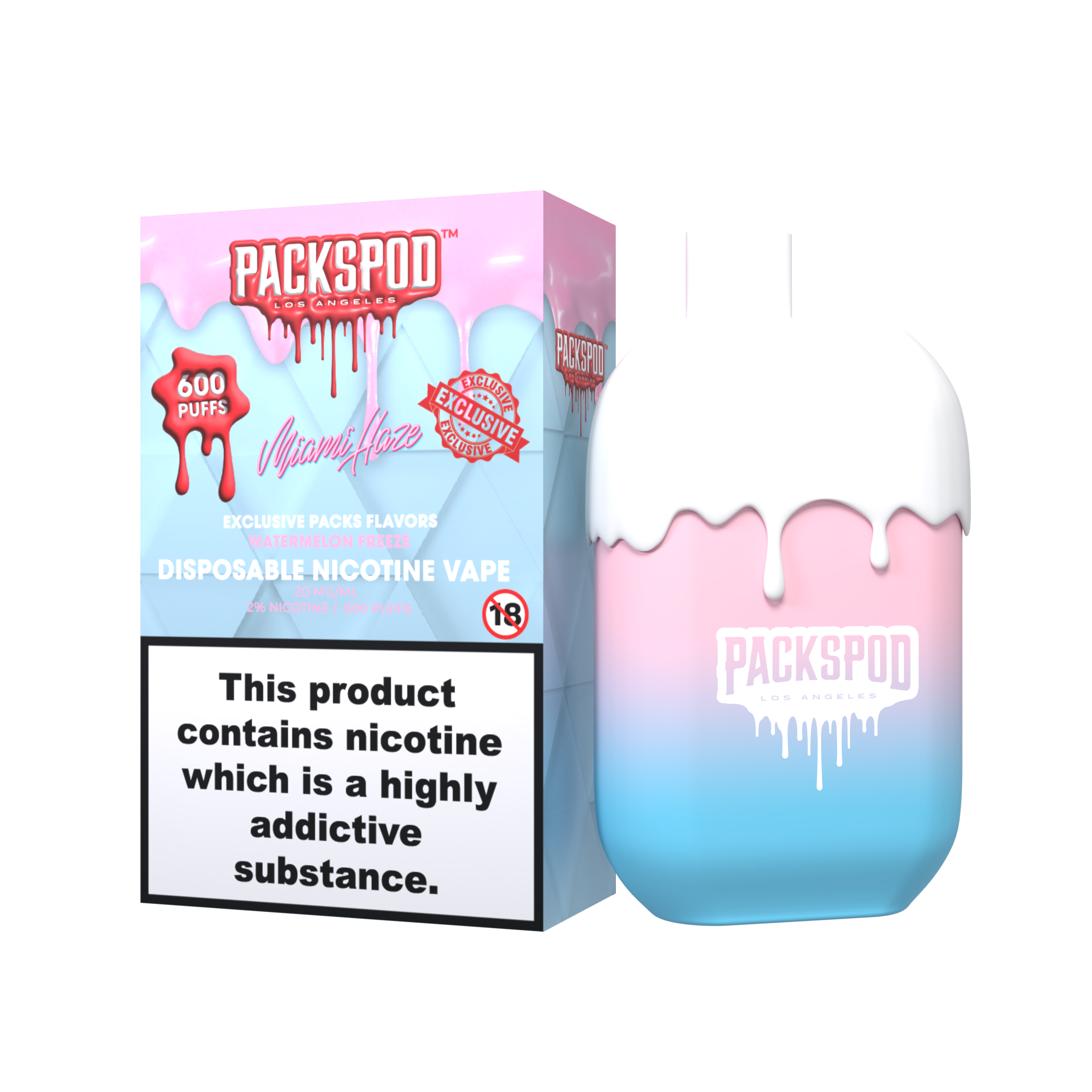 PACKSPOD Miami Haze - Einweg Vape - 20mg - 600 Züge