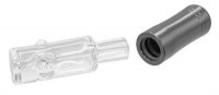 Glaspfeife mit Metallholm, einsteckbarer Glaskopf mit Halterung, L ca. 128mm