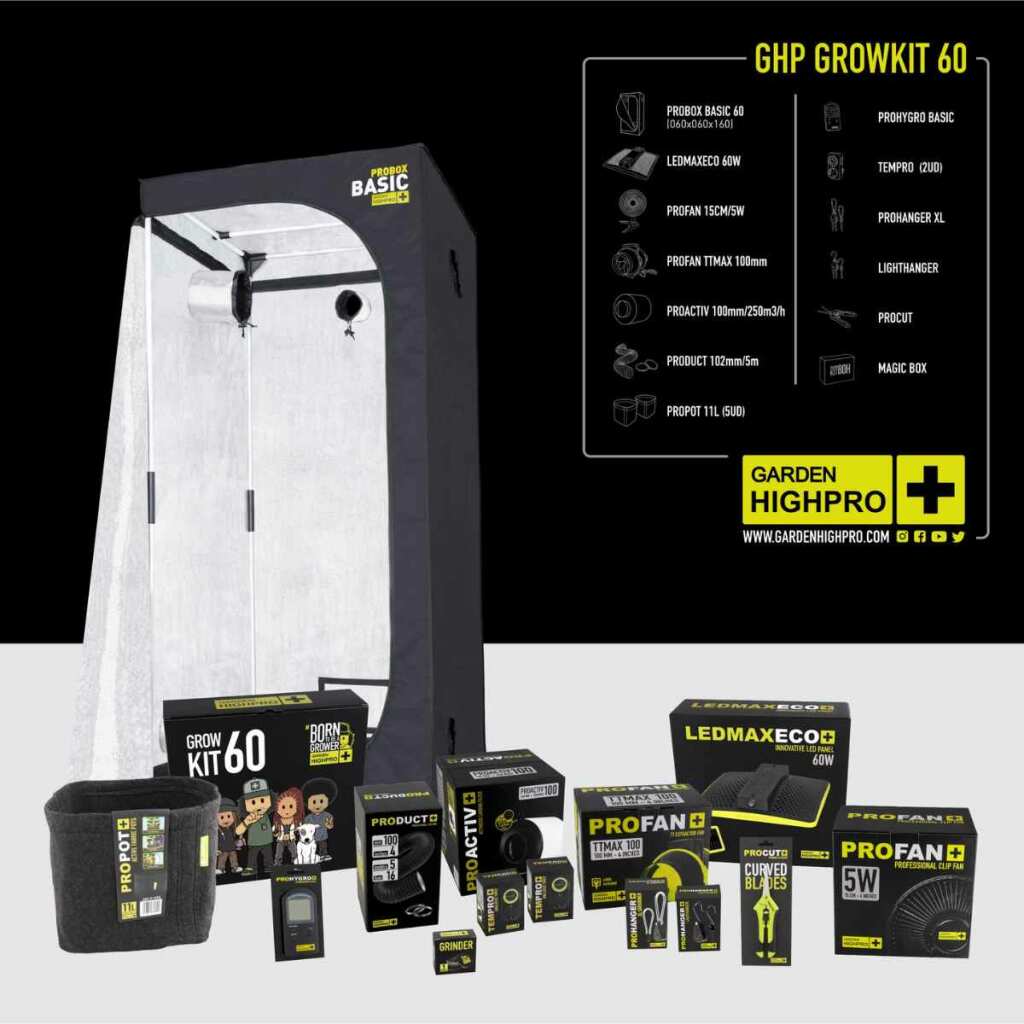 GHP Growbox ECO Komplettset S | LED 60W | 60x60x160cm + OCB Bundle