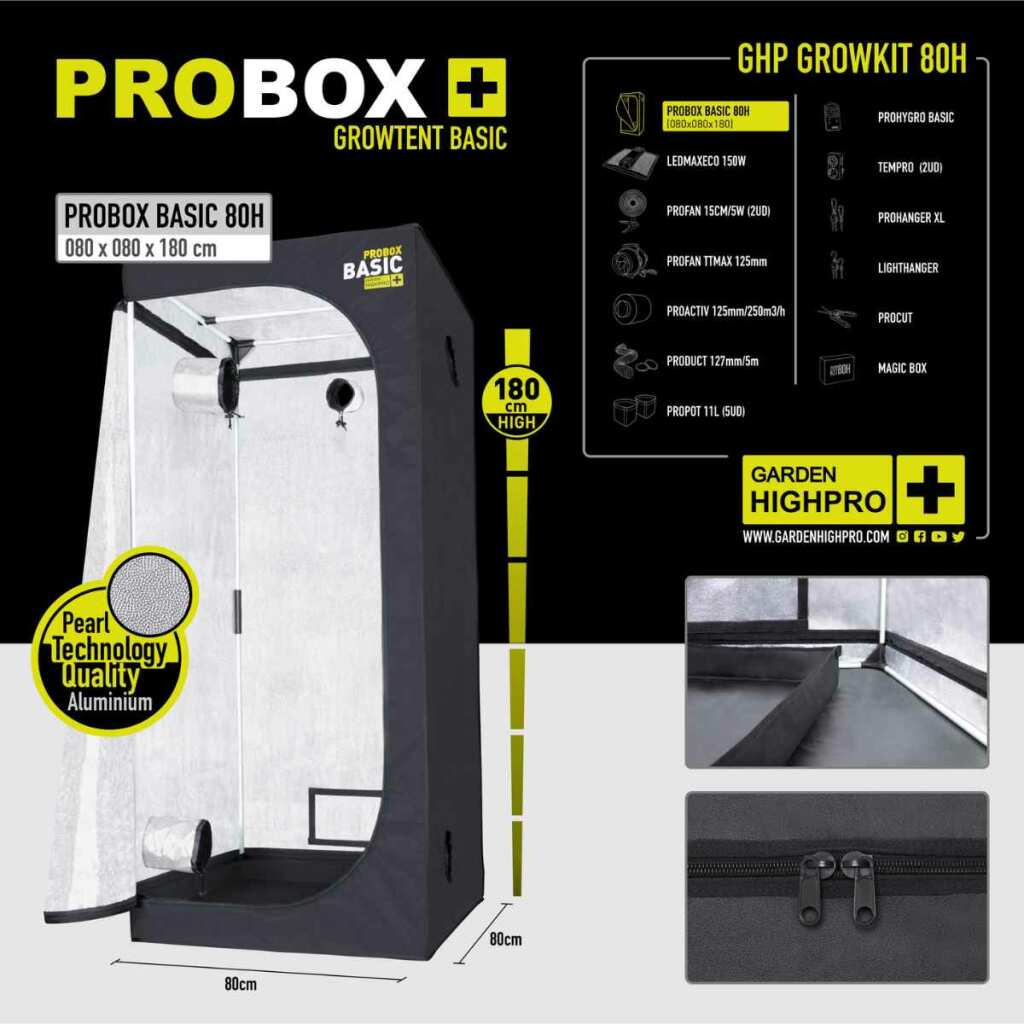 GHP - Growbox PROBOX BASIC | LED 150W | 80x80x180cm + OCB Bundle