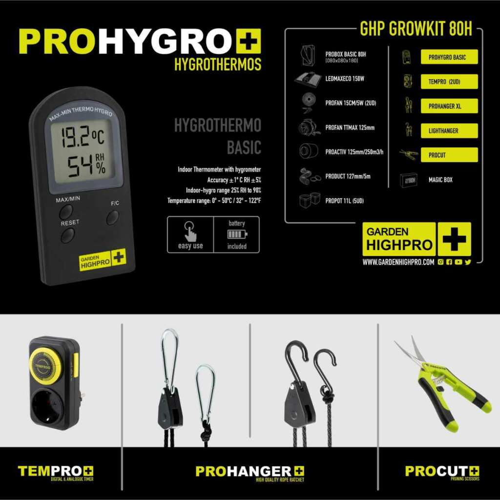 GHP - Growbox PROBOX BASIC | LED 150W | 80x80x180cm + OCB Bundle